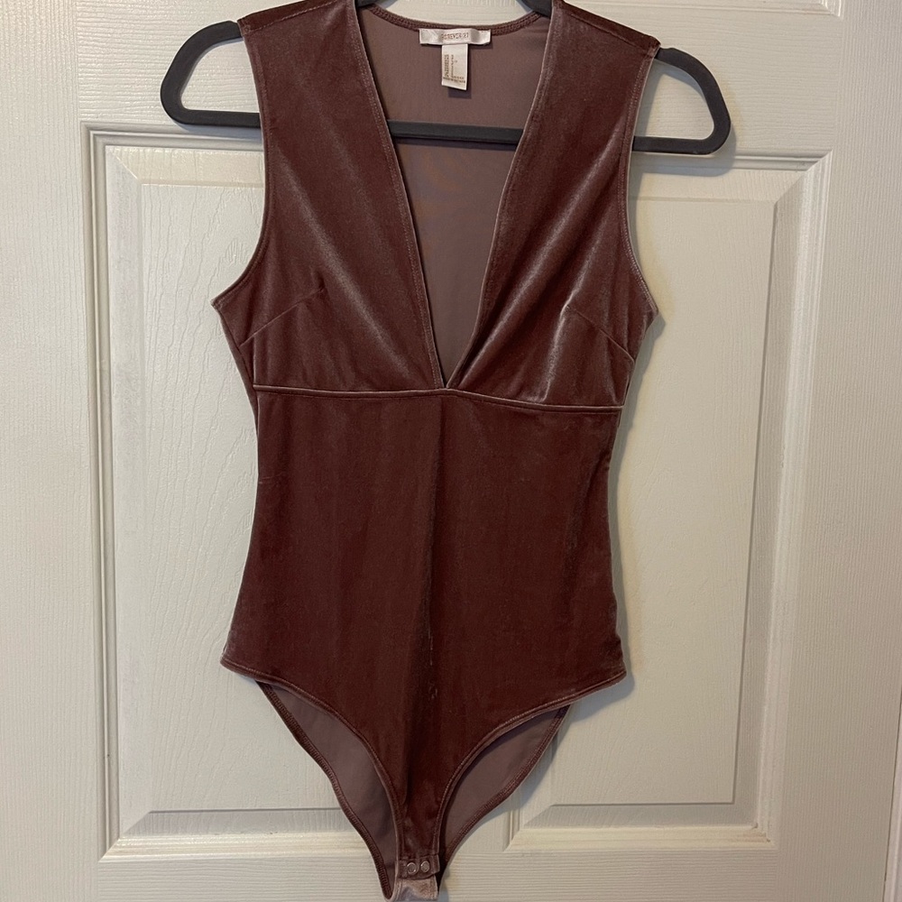 Pink velvet bodysuit